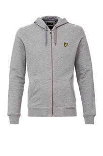 Хлопковая толстовка серого цвета с капюшоном Lyle & Scott