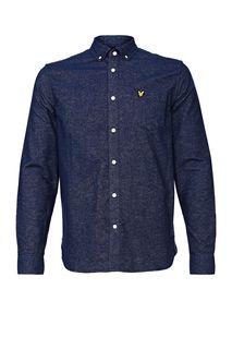 Приталенная синяя рубашка с длинными рукавами Lyle & Scott