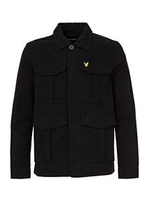 Легкая хлопковая куртка черного цвета на пуговицах Lyle & Scott