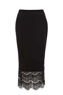 Облегающая черная юбка с кружевной вставкой Lussotico
