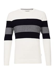 Двухцветный хлопковый джемпер в полоску Jack & Jones