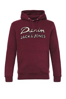 Бордовая толстовка с нашивками Jack & Jones