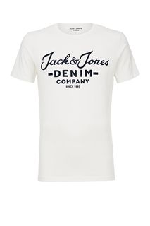 Белая футболка из хлопка с принтом Jack & Jones