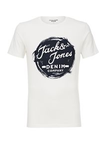 Белая футболка с логотипом бренда Jack & Jones