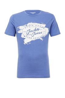 Синяя футболка с логотипом бренда Jack & Jones