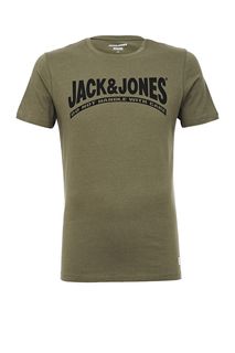 Футболка из хлопка с логотипом бренда Jack & Jones