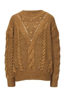 Коричневый свитер оверсайз с косами Vero Moda