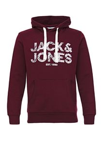 Бордовая толстовка с логотипом бренда Jack & Jones