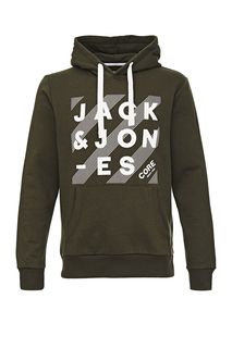 Толстовка цвета хаки с логотипом бренда Jack & Jones