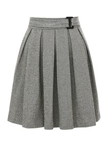 Короткая расклешенная юбка из серого трикотажа Love Republic