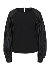 Блуза черного цвета с длинными объемными рукавами Love Republic