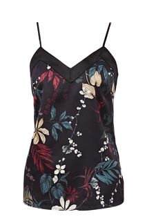 Атласный черный топ с цветочным принтом Love Republic