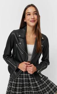Stradivarius Кожаная Байкерская Куртка Женская Коллекция Черный Xs