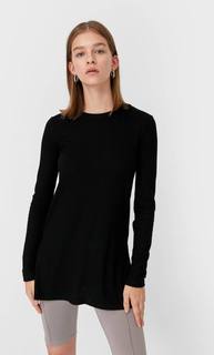 Stradivarius Топ С Длинными Рукавами И Разрезами Женская Коллекция Черный S