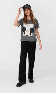 Stradivarius Футболка «Микки Маус» С Пайетками Женская Коллекция Темно-Серый Xs
