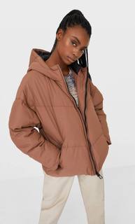 Stradivarius Стеганая Куртка Оверсайз С Капюшоном Женская Коллекция Multicolor L