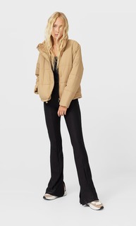 Stradivarius Пуховик С Подкладкой Из Флиса Женская Коллекция Цвет Камня L