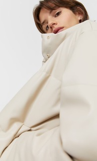 Stradivarius Стеганая Куртка Из Искусственной Кожи Женская Коллекция Цвет Небеленого Полотна S