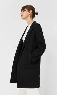 Stradivarius Пальто Из Трикотажной Ткани С Начёсом Женская Коллекция Черный L