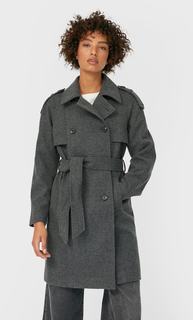 Stradivarius Драповый Тренч Женская Коллекция Темно-Серый Xs