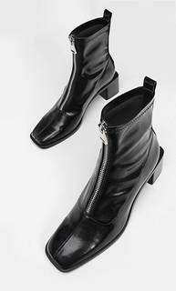 Stradivarius Эластичные Ботильоны На Каблуке С Молнией Женская Коллекция Черный 38