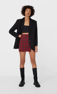 Stradivarius Мини-Юбка С Декоративной Строчкой Женская Коллекция Красный S