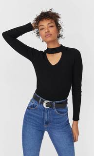 Stradivarius Свитер С Вырезами Женская Коллекция Черный M