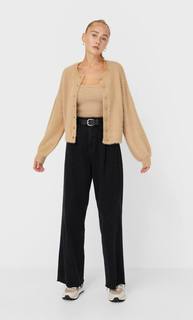 Stradivarius Топ Из Мягкой Ткани Женская Коллекция Бежевый M