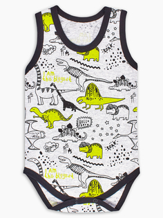 Боди-майка One Веселый малыш Динозаврик, серый р.86