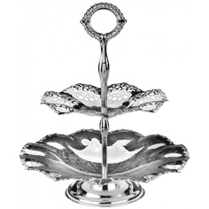 Блюдо двухъярусное Queen Anne 23см,сталь,посеребрение (волнистый борт)