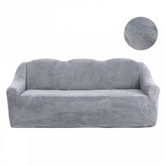 Чехол на трехместный диван плюшевый Venera "Sofa soft", цвет: серый