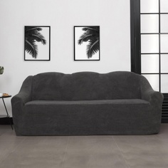 Чехол на трехместный диван плюшевый Venera "Sofa soft", цвет: темно-серый