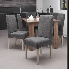 Чехлы на стулья плюшевые Venera "Chair cover soft", цвет: темно-серый, комплект 6 шт