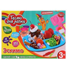 Multiart Набор теста для лепки Эскимо, 4 цвета теста 35 гр, формы для эскимо, аксессуары )