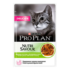 Влажный корм для кошек PRO PLAN Nutri Savour Delicate, ягненок, 85г