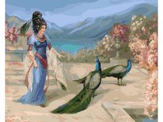 Картина по номерам Белоснежка "Прогулка с павлином", 40x50