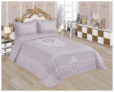 Покрывало стеганое жаккард с наволочками Karna Luka 240x260 пудра