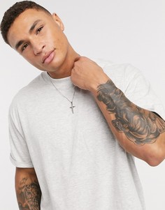 Серая футболка с отворотами на рукавах Brave Soul-Серый