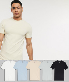 Облегающая футболка из органического хлопка ASOS DESIGN - Набор из 5 шт.-Мульти
