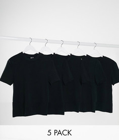 Облегающая футболка из органического хлопка ASOS DESIGN - Набор из 5 шт.-Черный