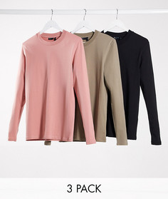 Облегающий лонгслив ASOS DESIGN - Набор из 3 шт.-Мульти