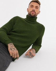 Плотная водолазка цвета хаки ASOS DESIGN-Зеленый