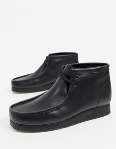 Черные кожаные ботинки Clarks Originals wallabee-Черный