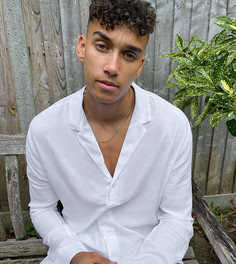 Белая свободная рубашка из вискозы с отложным воротником ASOS DESIGN Tall-Белый