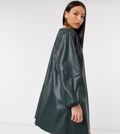 Темно-зеленое свободное платье мини из искусственной кожи ASOS DESIGN Tall-Зеленый