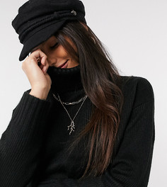 Черный джемпер в рубчик с высоким воротом New Look Tall