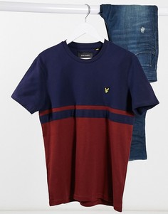 Футболка со вставкой в полоску Lyle & Scott-Темно-синий