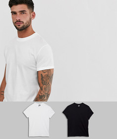 2 футболки с круглым вырезом и отворотами ASOS DESIGN-Мульти