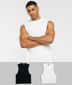 2 свободные майки из органического хлопка с глубокими проймами ASOS DESIGN​​​​​​​-Мульти