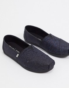 Черные слипоны с блестками TOMS Alpargata-Черный